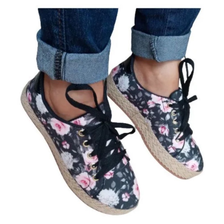 Novo Estilo De Sapatos De Lona Floral Femininos De Outono Plataforma  Espessa Tênis Estudantil Para Todos Os Jogos