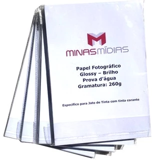 Papel Fotográfico A4 Glossy 260g - Papel Foto Brilhante - Prova D´'agua - Pacote com 20 folhas