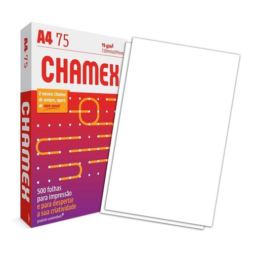 Papel Sulfite A4 Chamex Resma 500 Folhas para Impressão 75g 1 Pacote