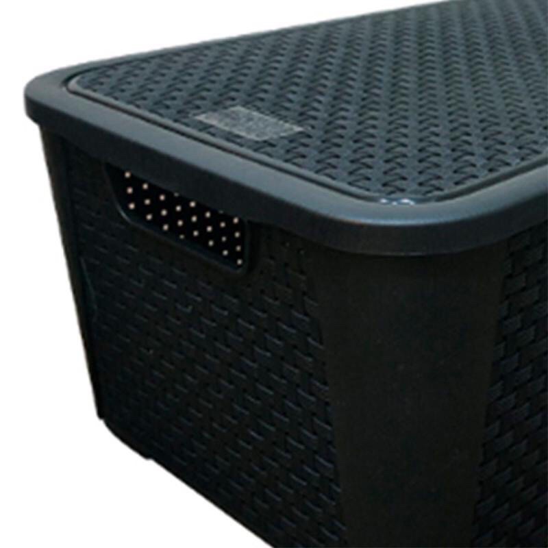kit 6 caixas organizadora 42 litros modelo rattan com tampa
