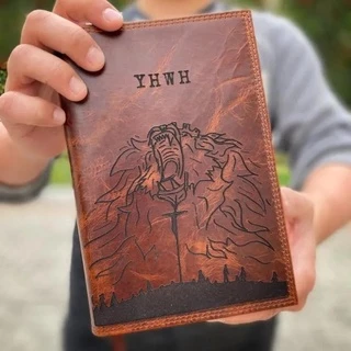 Bíblia Com Capa De Couro Leão Yhwh Texas Brown