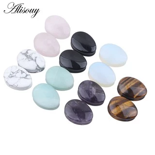 Alisouy 2PCS Orelha Expansor Jóias De Quartzo Túneis De Carne Orgânica De Pedra Tampões De Maca Expansora 5-25mm