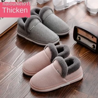 Pantufa De Algodão Quente Antiderrapante Com Sola Grossa Para Uso Doméstico / Interior / Masculino