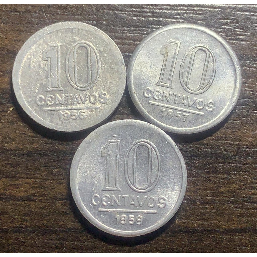 Moeda de 10 centavos - 1956 / 1957 / 1959 / 1960 / 1961 - Alumínio - MBC