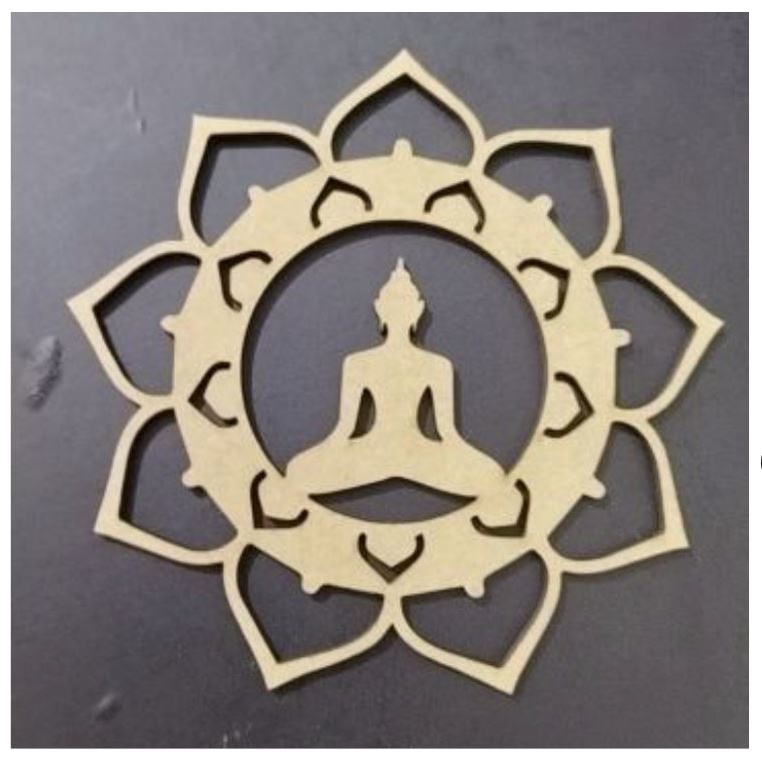 Quadro Mandala Yoga Om em Mdf com 45cm Cor Mdf Cru 004mdfc