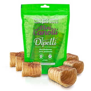 Mordedor Natural Pra Cachorro Dipetti Traqueia Bovina Mini Canolli kit C/ 9 unidades