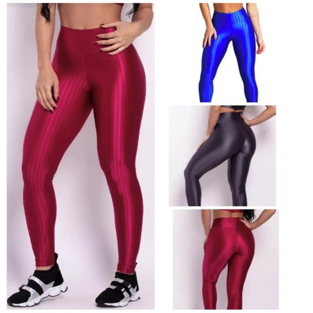 Legging 3D em Poliamida - com Elastano Cós alto - Treino Academia e Dia ...