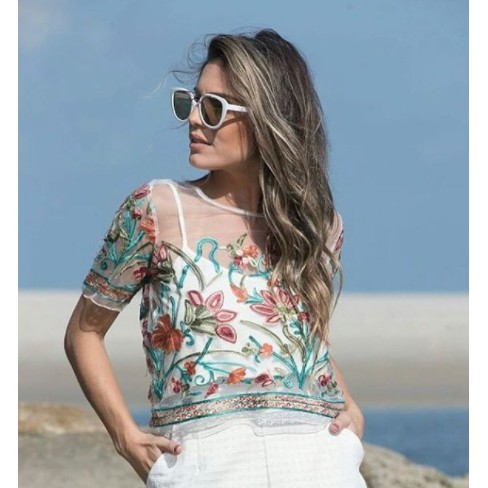 Blusa transparente de cheap flores