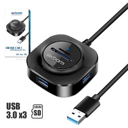 Hub Usb 5 Em 1 3.0 Extensor Leitor Cartão Micro Sd Tf Not Pc