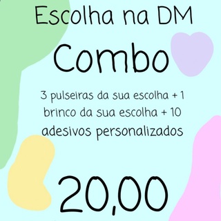 Combo: 3 pulseiras + 1 brinco + 10 adesivos personalizados.