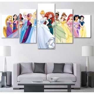 kit conjunto quadro mosaico 5 peças Disney Princesa Anna Ariel Elsa criança infantil #008