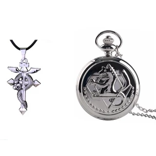 Relogio De Bolso + Colar Full Metal Alchimist
