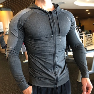 Yiida Fato de treino de manga comprida para homem com capuz com fecho de  correr, roupa desportiva casual para homem no outono e inverno, Preto