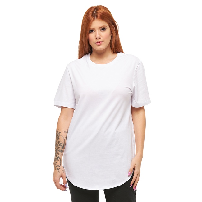 KIT 02 CAMISETAS PLUS SIZE LONGLINE MANGA CURTA FEMININA