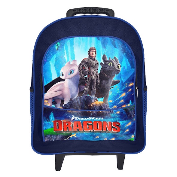Mochila Escolar Infantil Grande de Rodinha Carrinho Dragons Como ...
