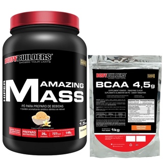Kit Hipercalórico Hiper Amazing Mass 1,5 kg + BCAA 4.5 1kg - Suplementos Para Potencialização da Musculação na Academia - Bodybuilders