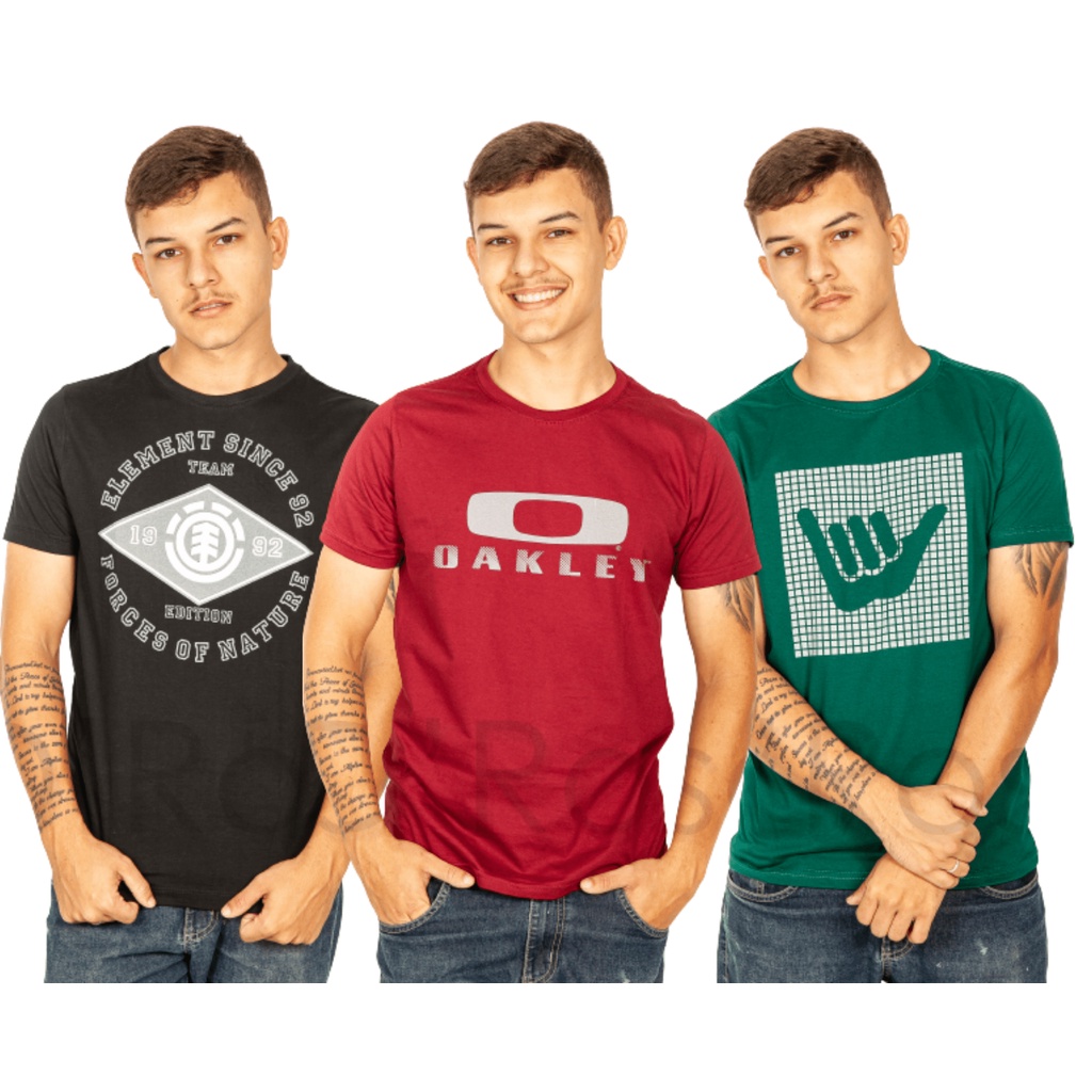 Kit 4 Camisetas Blusas Camisa Masculinas Multimarcas Malha fio 30.1 Penteado