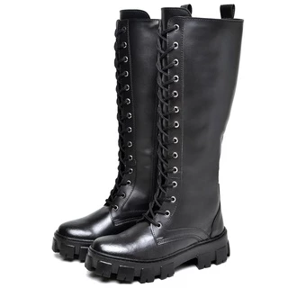 Bota Coturno Dubuy Tratorado Feminina Cano Alto Galocha Preto Doha 1800FG