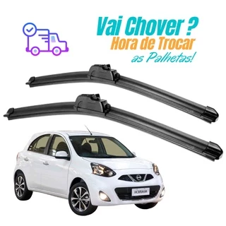Par Palheta Limpador de Parabrisa Dianteiro Nissan March 2011 2012 2013 2014 2015 2016 2017 2018 2019 Kit PROMOÇÃO SHOPEE