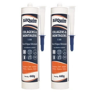 Silicone Branco Base Agua Para Acabamento Rodapé 440g - 2 Unidades