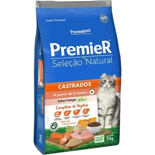 Ração Premier Seleção Natural Frango para Gatos Castrados 7,5kg