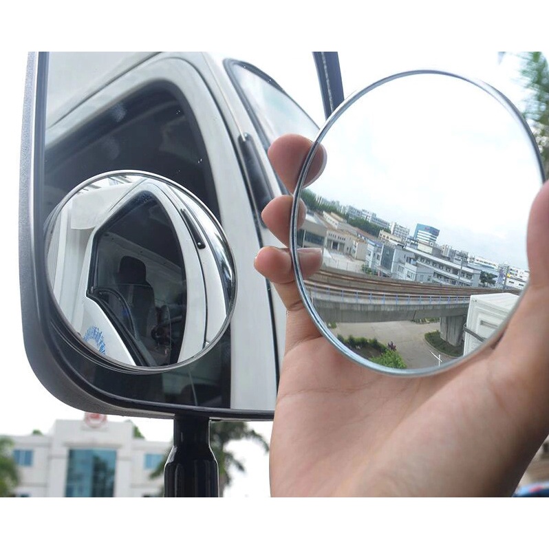 2 Espelhos Retrovisor Auxiliar Cola Adesivo 360º Convexo Dupla Face Fita