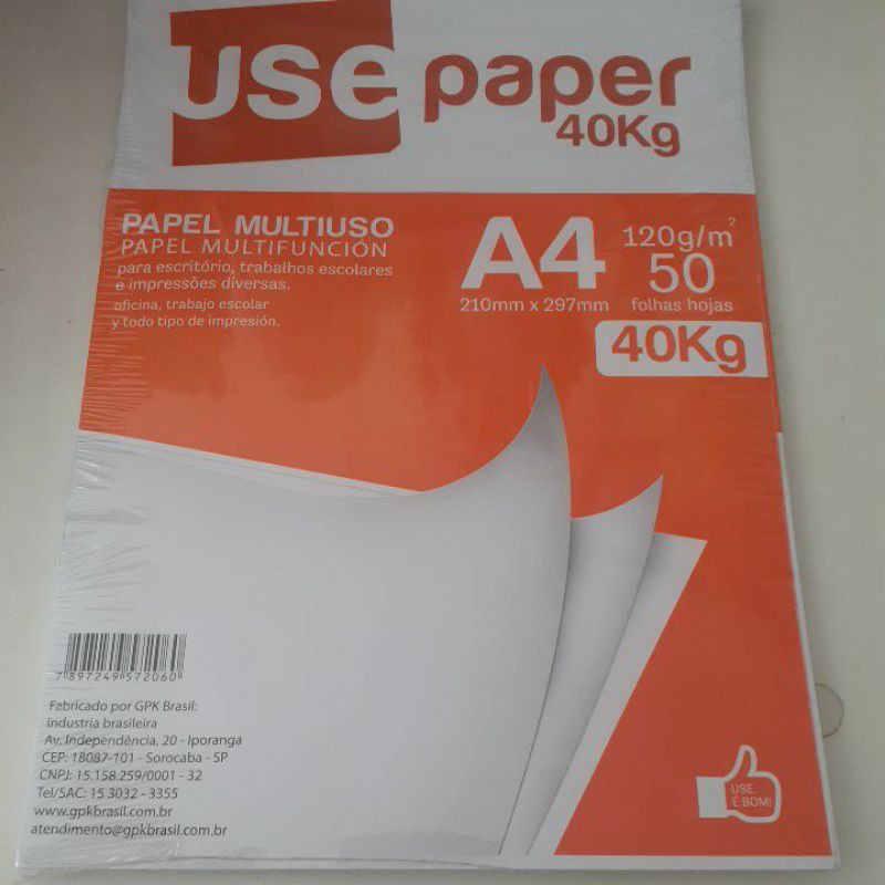 PAPEL A4 USE PAPER 40KG | Shopee Brasil