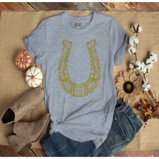 Camiseta T Shirt Feminina Ferradura Dourada De Cavalo Country CS42