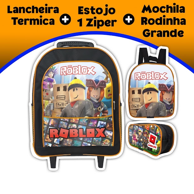 Kit Mochila escolar infantil menino pequena Lancheira Térmica Estojo  simples Roblox PR/AM 1zp - Desconto no Preço