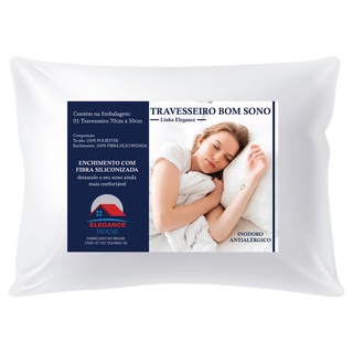 Kit 2 Travesseiros Bom Sono Perfil Médio Alto Macio 70cm x 50cm