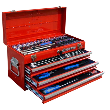 Caixa Baú Metálico 3 Gavetas Jogo 74 Ferramentas King Tony