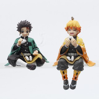 Anime Demon Slayer Figure Tanjirou Nezuko Zenitsu Inosuke Shinobu Giyuu Eat  Rice Balls Kimetsu No Yaiba PVC Action Figurine