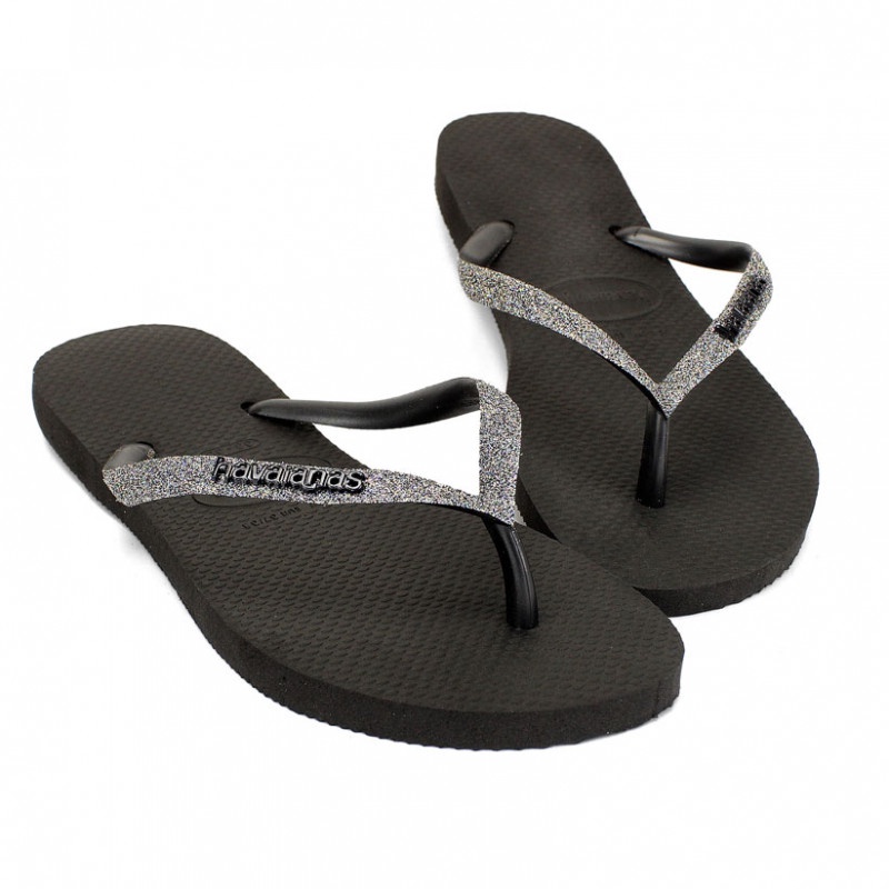 Havaianas slim hot sale glitter black