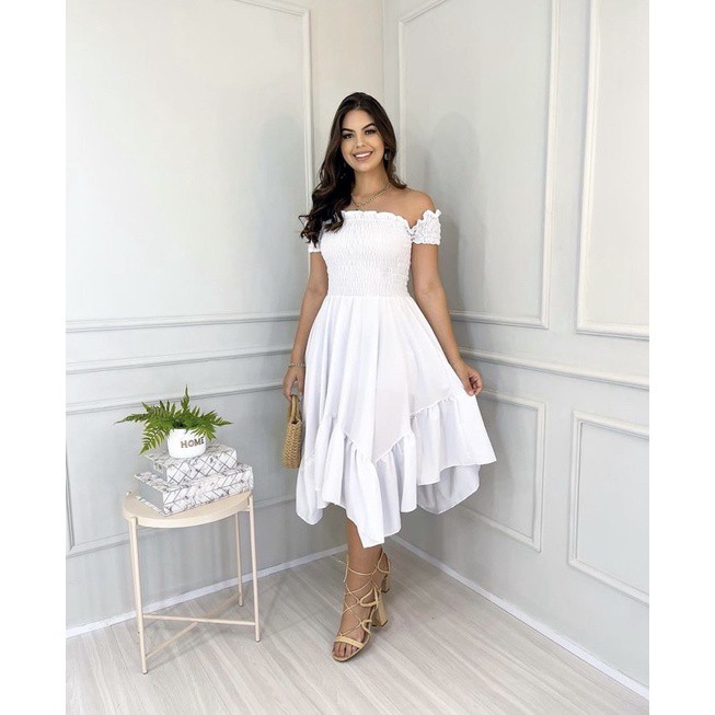 Vestido store branco crepe