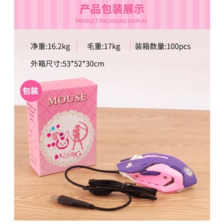 Mouse Gamer Com Fio Rosa Silencioso Ergon Mico Led Usb Menina Fofo Jogo ...