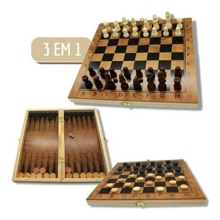 Promoção Jogo De Xadrez Tabuleiro Dobrável Madeira 34 X 34