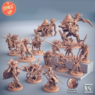 Miniaturas RPG Elfos da Floresta Guerreiros Magos Shamans e Ladinos Coleção Sylvan Knights- Artisan Guild - D&D Dungeons and Dragons