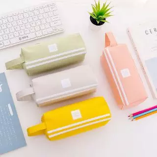 Bolsa Cosmética De Lona , Estojo Para Lápis , Grande Capacidade , Papelaria , Estudante , Portátil , 4 Cores Disponíveis