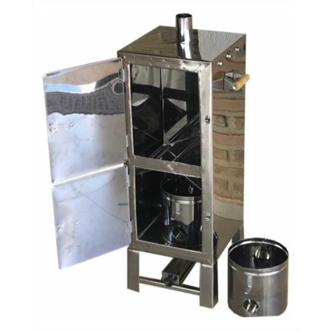 Defumador Caseiro Inox 80x30 Com 2 Balde Serragem