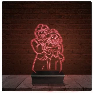 Abajur Luminária Acrílico Led - Jasmine e Aladdin