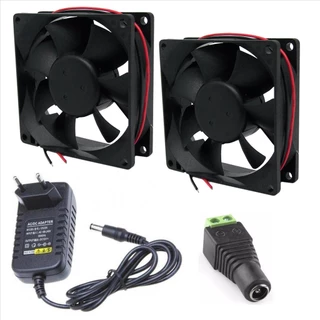 2X Micro Ventilador 80x80 12V Cooler Ventoinha 80x80x25 12v (2pç) C/fonte