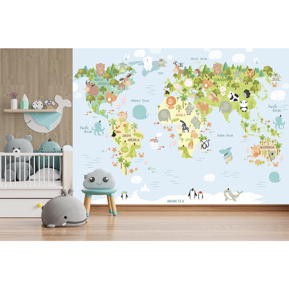 Papel de parede infantil mapa mundi | Shopee Brasil