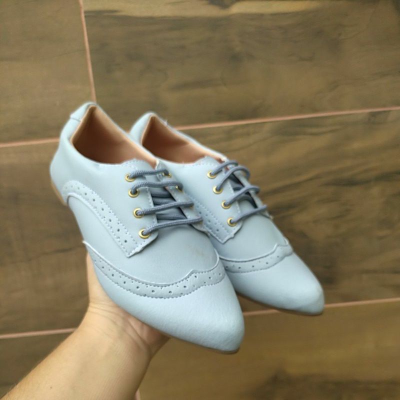 Sapatilha Feminina Confortável Oxford Bico Fino Original Sapato Conforto