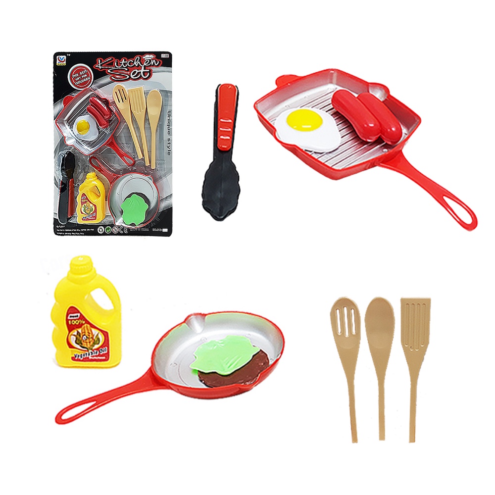 Kit Cozinha Infantil com Frigideira, Ovo e Salsicha - 7 Peças