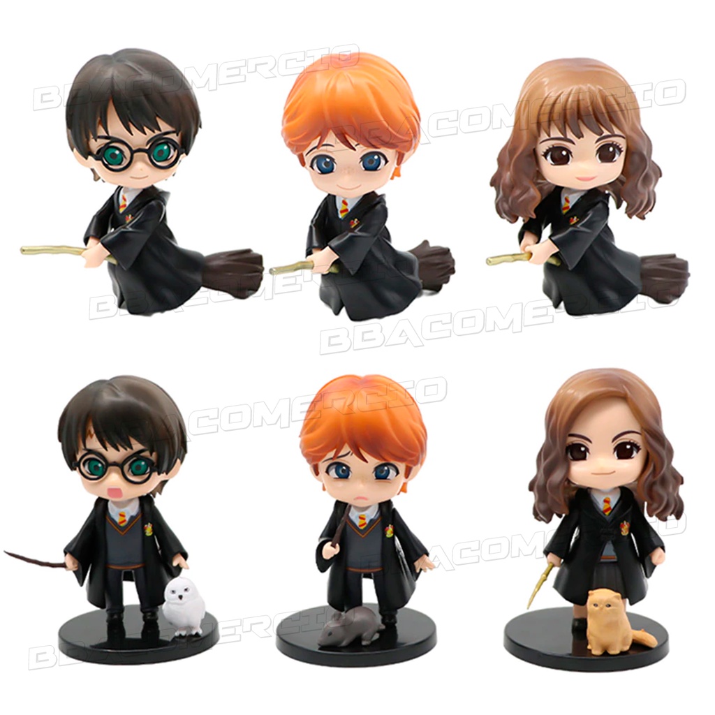 Kit 6 Bonecos Harry Potter Hermione Rony Action Figures Coleção