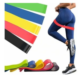 kit 5 Faixa Elástica Mini Band Exercício Diversos Níveis 5 Unidade para Treino Yoga Pilates Treino Academia Musculação