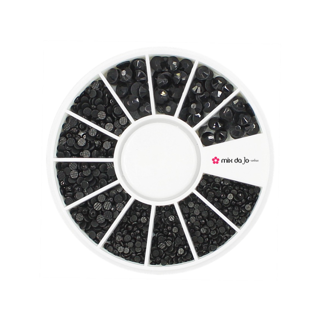 Disco De Strass Preto 2 3 E 4mm Para Decoração De Unhas