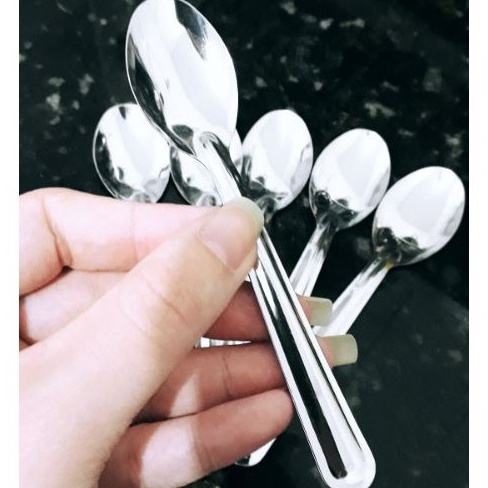 Kit 6 Colheres Para sobremesa Cafe Chá 10cm Inox Colherzinha colherinha ...