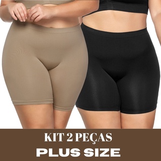 Kit 2 Bermuda Intima Short Intimo Plus Size Lingerie Anagua Shortinho Segunda Pele Para Vestidos e Saias Cintura Alto Modeladora