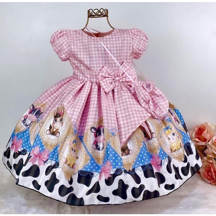 Vestido best sale fazendinha infantil